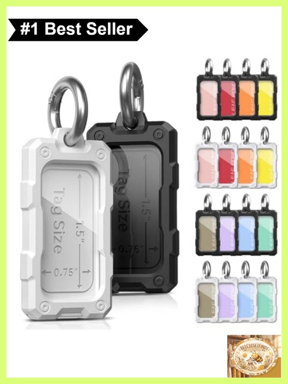 16 Plastic Key Tags with O Rings, ID Label Organizer Set, Durable